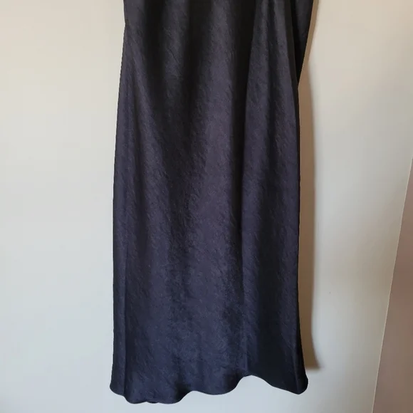 NWT Aritzia Wilfred Scenery Faux Wrap Black Satin Midi Slip Dress Size Medium - Picture 8 of 10